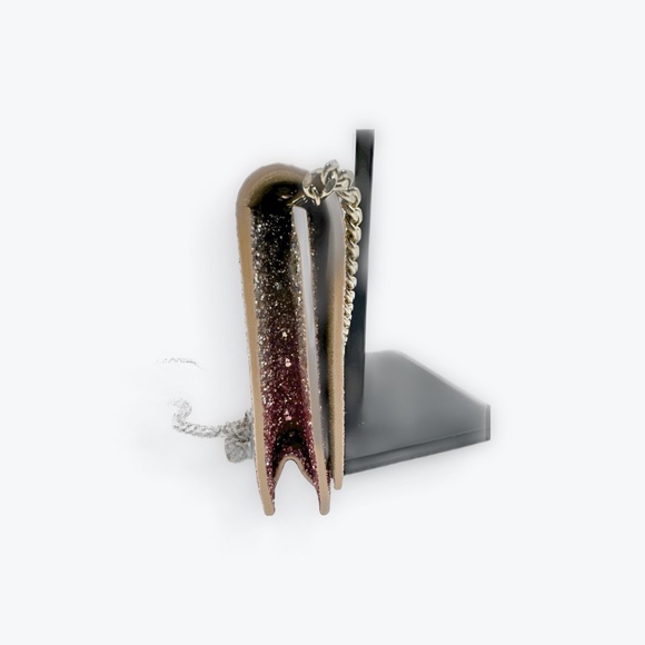 Jimmy Choo Ombré Pink Flamingo Platinum Lizzie Mini Glitter Clutch Shoulder Bag - Picture 6 of 14